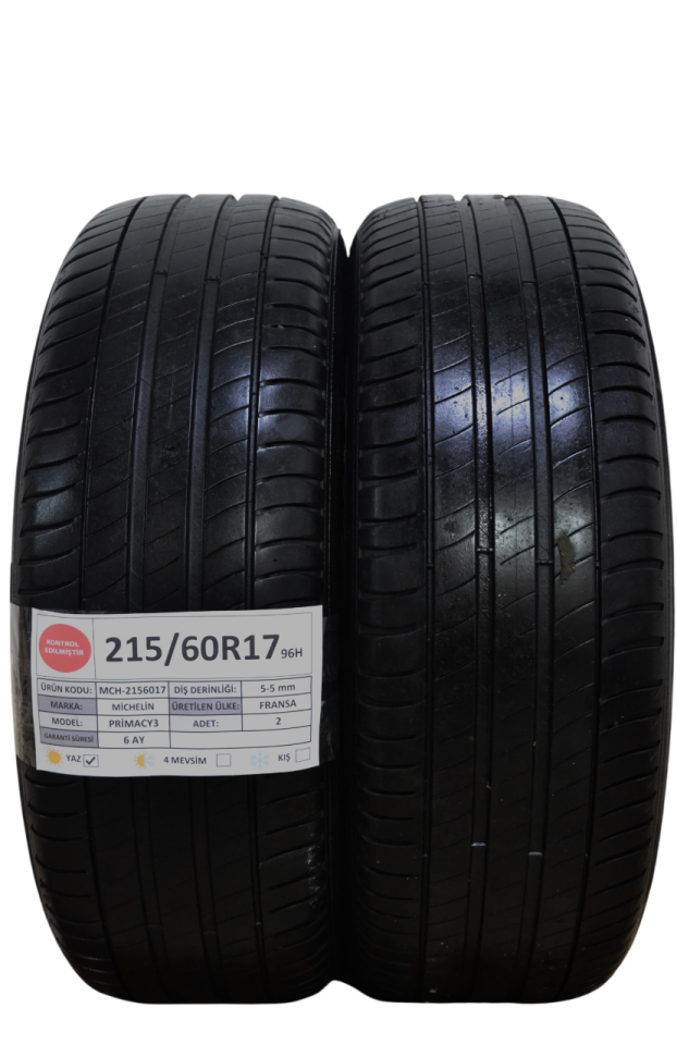 Michelin 215/60 R17 Primacy 3 96H Yaz 2. El Lastik Çift