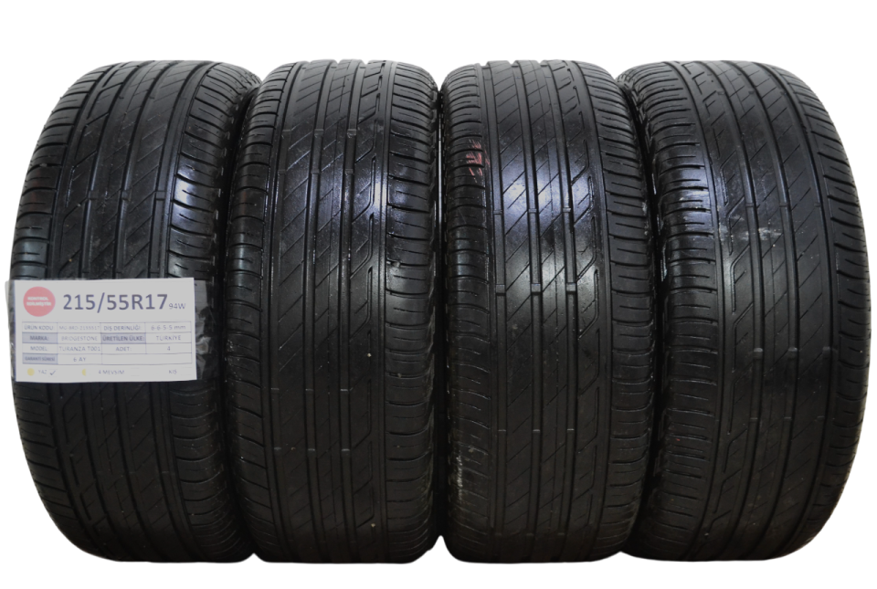 Bridgestone 215/55R17 94W Turanza T001 2.El Takım Yaz Lastiği