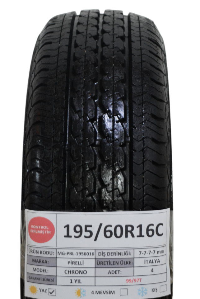Pirelli 195/60 R16C Chrono 99/97T Yaz 2. El Lastik Takım