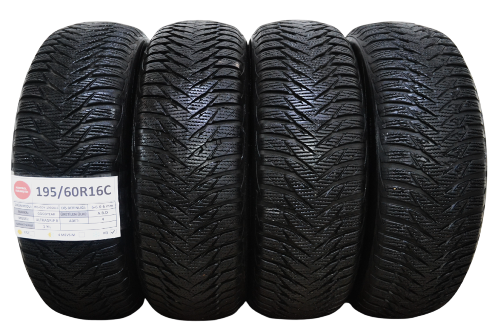 Goodyear 195/60R16C 99/97T  UltraGrip 8 2.El Takım Kış Lastiği