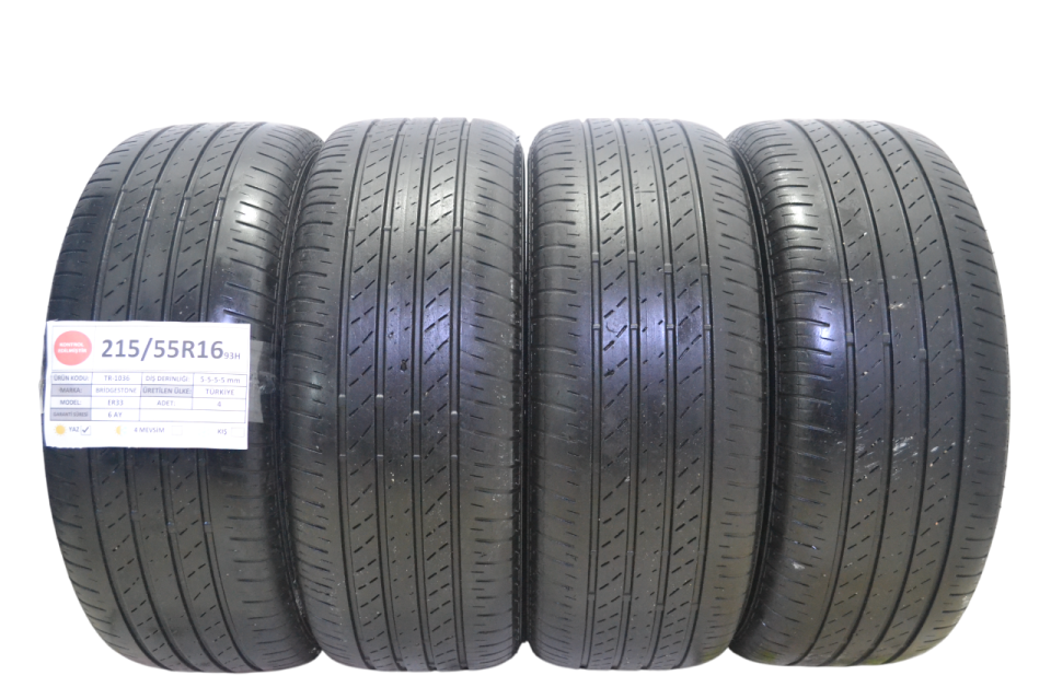 Bridgestone 215/55R16 93H Turanza ER33  2.El Yaz Lastiği Takım