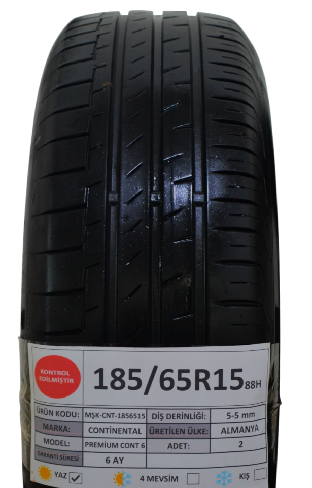 Continental 185/65 R15 Eco Contact 6 88H Yaz 2. El Lastik Çift