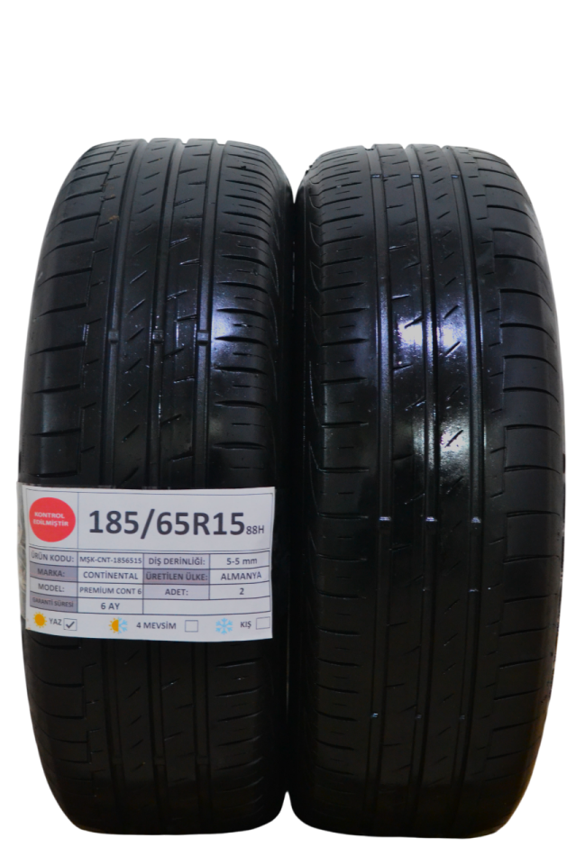 Continental 185/65 R15 Eco Contact 6 88H Yaz 2. El Lastik Çift